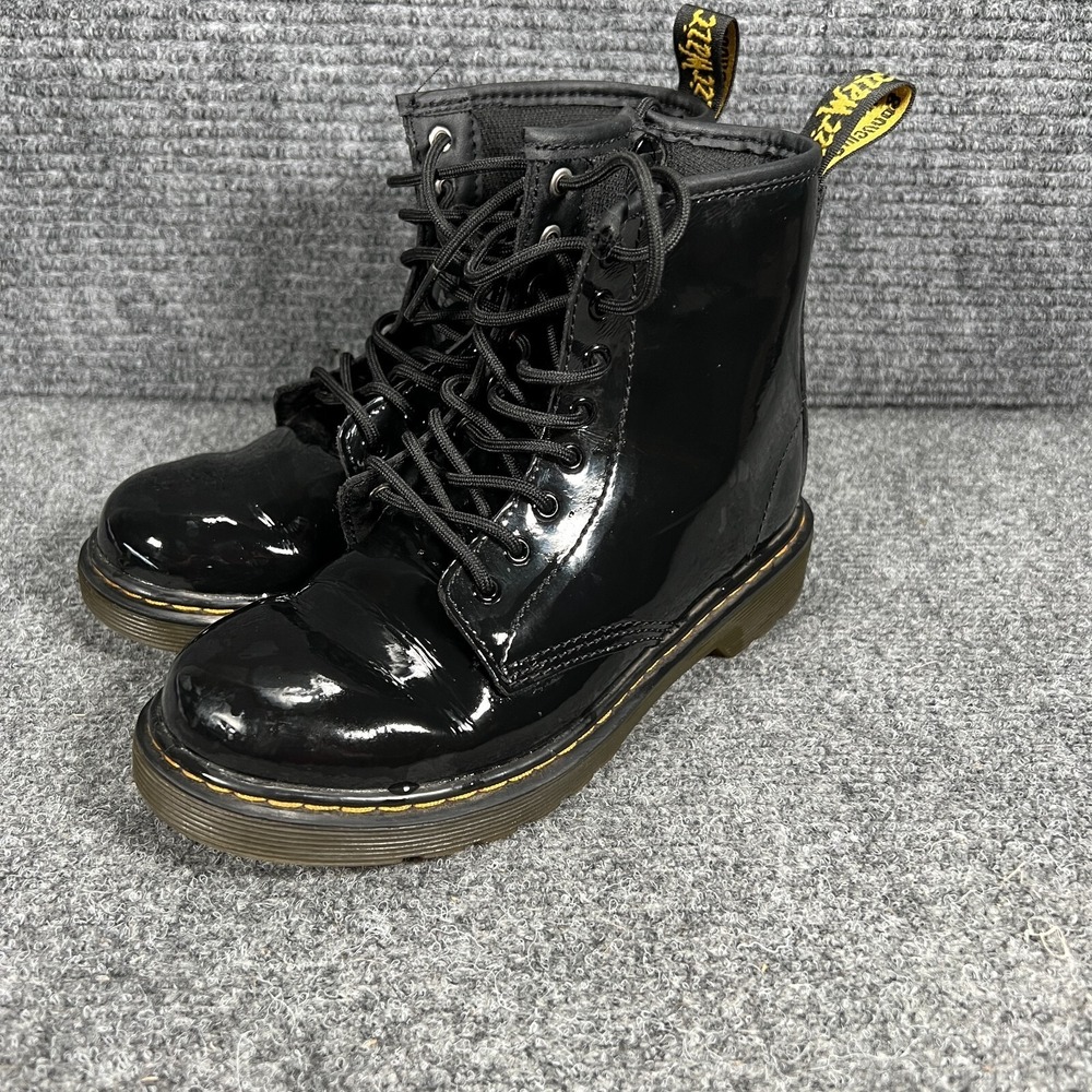 Dr. Martens Boots Shoes Junior 1460 Youth Size 2 Black Leather Lace Up Zip Up